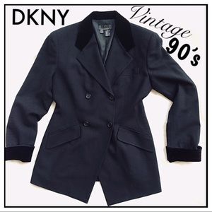 DKNY Vintage 90's Long Fitted Wool Dbl Breasted